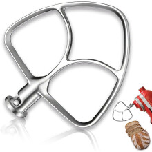 Flad piskeris kompatibel med KitchenAid 4,5-5 liters vippehovedmixere (K45SS, KSM75, KSM90, KSM110), rustfrit stål