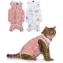 ANWA 2 Pack Cat Recovery Suit - Breathable Cat Onesie for Cats After