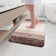 Microfiber Shaggy Bath Rug Brown Rectangular 36x24 inch
