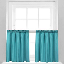 Rideaux de salle de bain texturés à tissage gaufré, imperméables, demi-rideaux, rideaux de cuisine, longueur 61 cm, turquoise, lot de 2