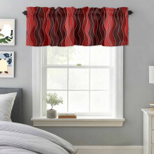 Cantonnière à dégradé rouge bordeaux, motif vagues, à œillets, 107 x 46 cm, pour cuisine, chambre, salle de bain, salon