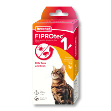 Beaphar - FIPROtec Spot-On Flea & Tick Treatment for Cats - 1 Pipette - Kills Fleas & Ticks - Veterinary Medicine - Easy to Apply Monthly - For Cats