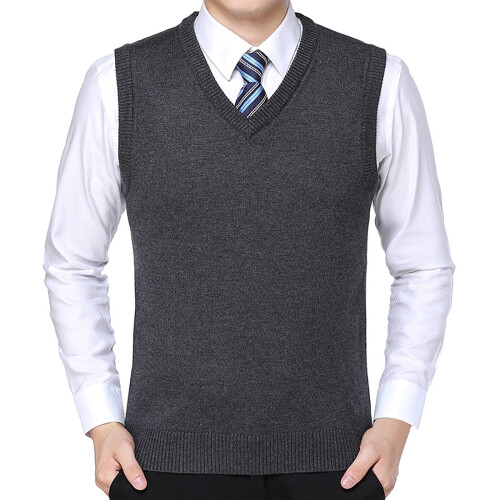 Men's sweater vest solid color relaxed fit sleeveless
