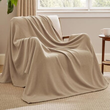 GentleSoft 100 % puuvillainen koristehuopa 50x70 tuumaa – kevyt, hengittävä kalanruotokuvioinen kudottu, vaaleanruskea, yhteensopiva sohvan ja