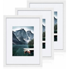 Weiße Holzbilderrahmen (3er-Set, 9x12 Zoll), geeignet für Fotos im Format 6x8 Zoll (mit Passepartout) oder 9x12 Zoll (ohne Passepartout), für