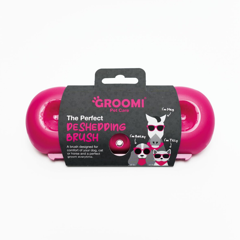 Groomi Deshedding & Grooming Brush For Dogs, Cats, Horses & Rabbits - Gentle & Effective Pet Grooming Tool, Wide Shallow Comb, Smooth Groome