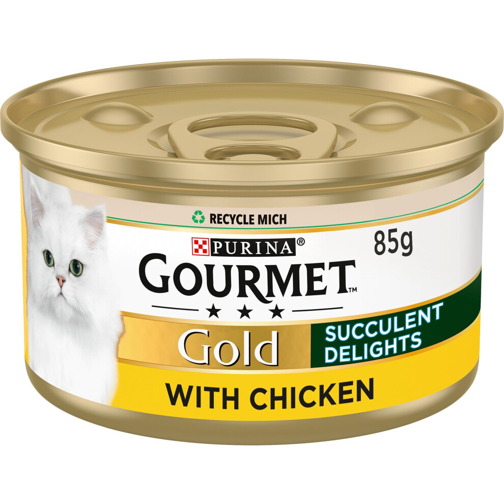 Gourmet Succulent Delights Chicken Wet Cat Food 85G (Pack Of 12) Gold