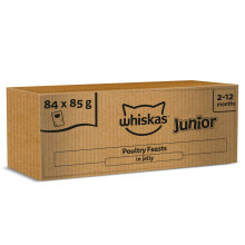 whiskas Junior Poultry Selection in Jelly 84 Pouches, Wet Kitten and Cat Food, Selection of Chicken, Duck, Poultry and Turkey, Megapack (84 x 85 g)
