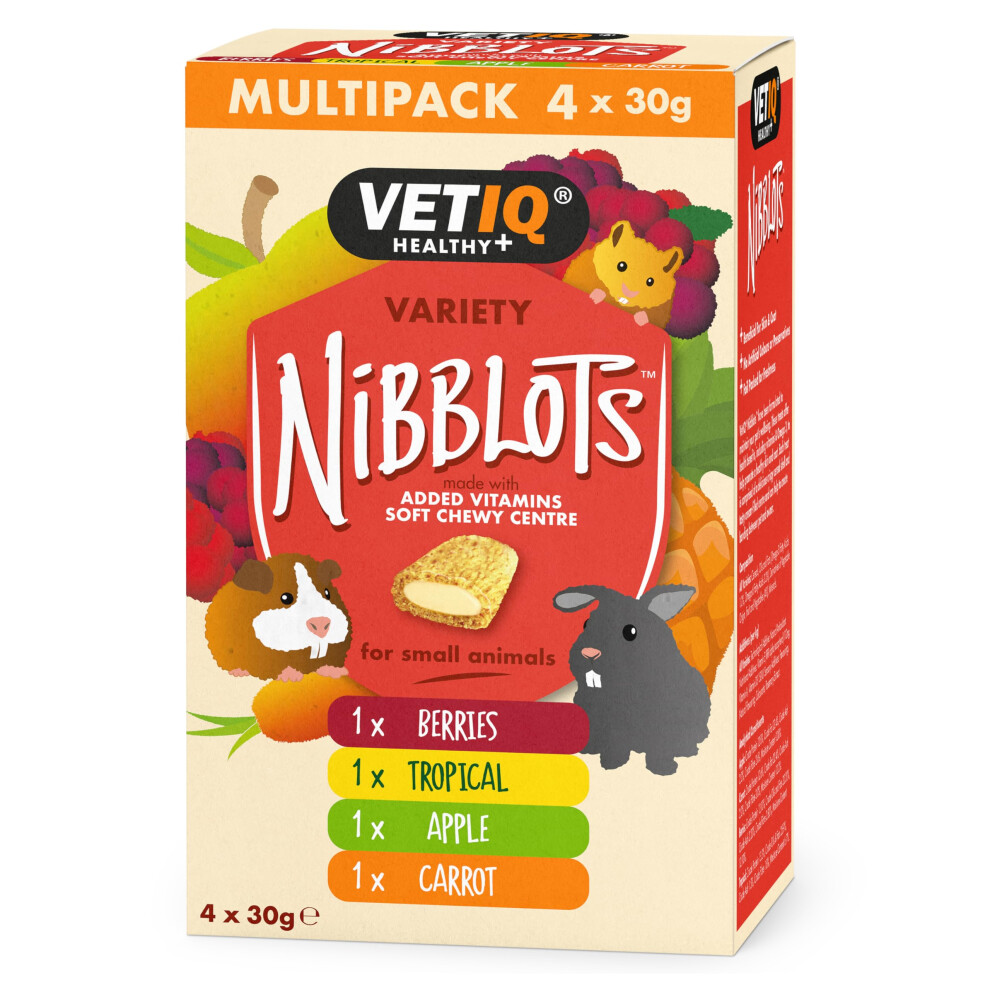 Photos - Rodent Food VETIQ Nibblots Treats Variety Pack with Added Vitamins in a Soft Chewy Centre for Small Animals, Suitable For Rabbits, Guine