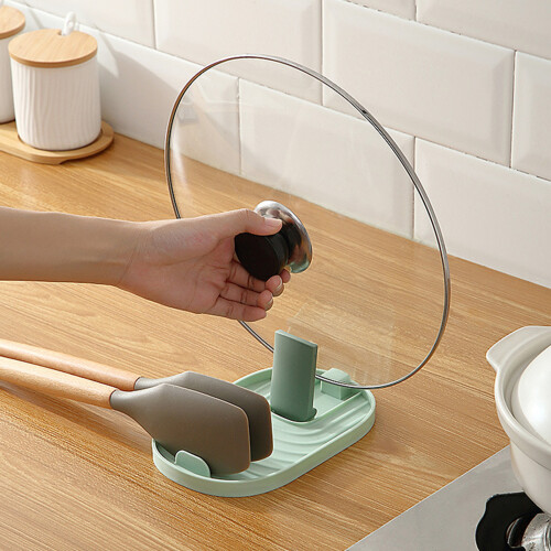 Foldable Plastic Pot Lid Holder, 18x11.5cm Multifunctional Spatula Rest