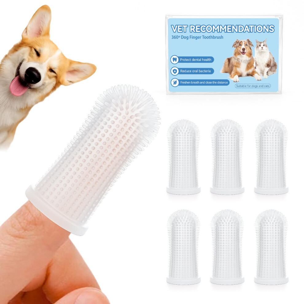 Aujzoo Dog Toothbrush Set (6 Packs), 360Âº Pets Teeth Cleaning Toothbrush For Dogs Cats Teeth Cleaning,Silicone Finger Teeth Brush
