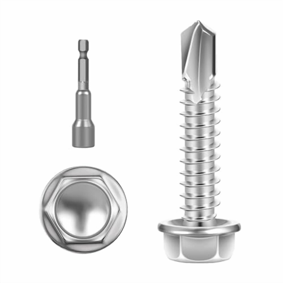 Sheet Metal Screws Hex Washer Head 410 Stainless Steel 100 9341593793735
