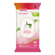 Beaphar - Pet Wipes - Sensitive Grooming Wipes for Cats & Dogs - 100% Plant-Base