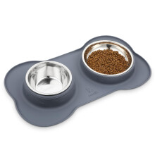 Pecute Dog Bowls Non Slip, Stainless Steel Double Bowls Set with