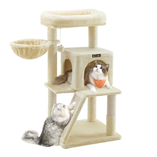 FEANDREA Feandrea Cat Tree Tower, Widened Perch for Large Cats, Beige PCT51MV1