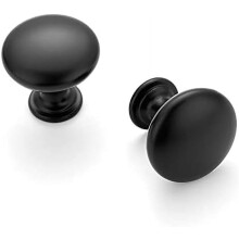 Confezione da 25 pomelli rotondi in zinco nero opaco per mobili da cucina, bagno, armadio e cassettiera.