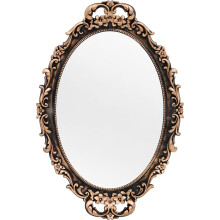 Vintage Decorative Gold Framed Mirror, Wall Hanging Mirrors & Tabletop Tray for Bedroom Living Room Dresser Decor, Oval- 9.6" W x 14.3" L (Bronze)