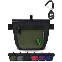 Gobeigo Dog Treat Pouch and Training Clicker, Upgrade Two Magnetic Closure to Prevent Spills, 2 Cup Treat Bag with Poop Bag Dispenser, Metal Clip Wai