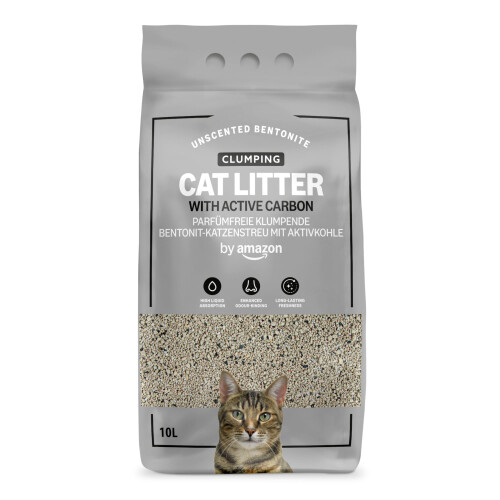 by Amazon Clumping Unscented Cat Litter with Active Carbon 10L (Pack