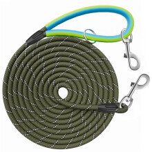 Aystkniet Reflective Training Leads for Dogs, 5M / 10M / 15M / 20M / 30M Long Line Dog Lead with Double Clip and Soft Rubber Handle, Strong Recall Tr