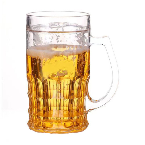 Caneca de cerveja com isolamento de parede dupla e alça, 400ml