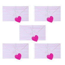 5Pcs Loving Heart Greeting Cards Blank Inside Folded Paper Anniversary