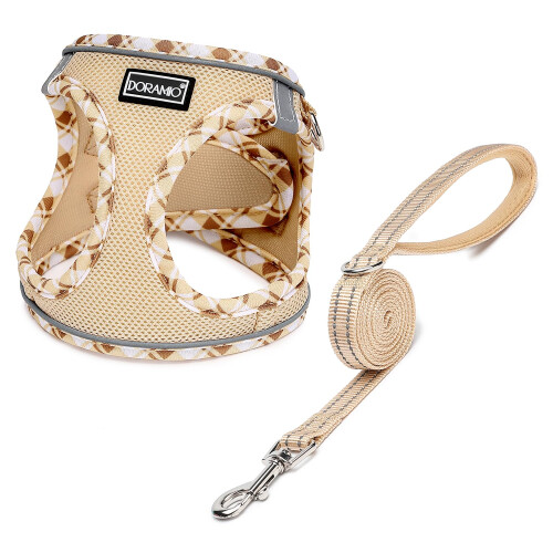 DORAMIO Step-in Dog Harness and Leash Set, Soft Mesh No-Chock
