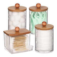 Porte-cotons-tiges, organisateur de salle de bain, distributeur en plastique avec