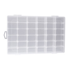 Justerbar plastboks med 36 avtakbare gitter for smykker, perler, øredobber, kroker og små tilbehør
