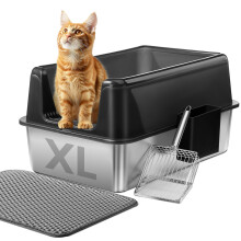 Marchul 1PACK Cat Litter Tray, XL Stainless Steel Litter Boxes