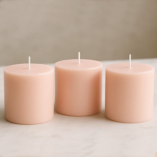 6 Velas Pilar Redondas de Cera Sem Gotejamento Blush 3x3 polegadas