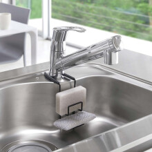 Porte-éponge en fer antirouille Kingfansion avec pince pour robinet, organisateur d'évier en métal pour brosses/ustensiles, égouttoir ouvert