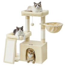 Feandrea Cat Tree Tower Condo with 2 Beds, Scratching Posts and Ramp,