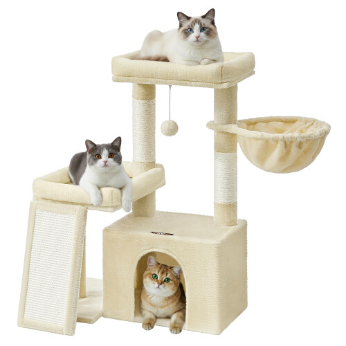 FEANDREA Feandrea Cat Tree Tower Condo with 2 Beds, Scratching Posts and Ramp,