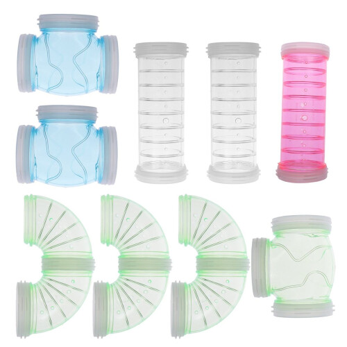 9Pièces Tunnel Cage Animal Hamster Couleurs Assorties