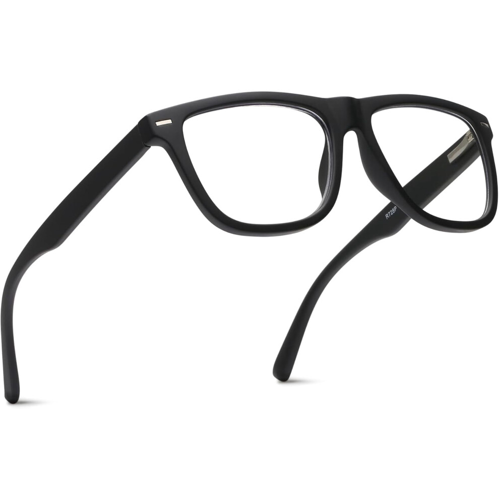 Blue/Light/Black Oversized Tr-90 Reading Glasses For Men Â Medium Fit, Sturdy Frame, Spring Hinges, Premium Readers, Matte +1.50