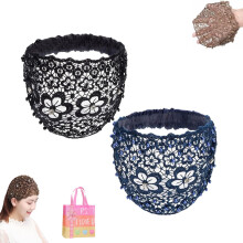 Boho kristallen parel hoofdband met bloemvormige kralen en kanten afwerking – Bruids-, festival- en alledaags gebruik (2 stuks)