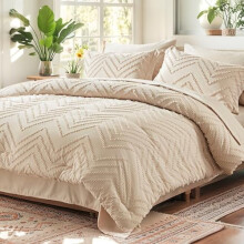 Beige Tufted Comforter Set 7-Piece