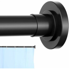 Zwarte douchegordijnstang, 81 tot 119 cm lang, 2,5 cm diameter, verstelbare veerspanning, roestvrijstalen telescopische stang, eenvoudig te