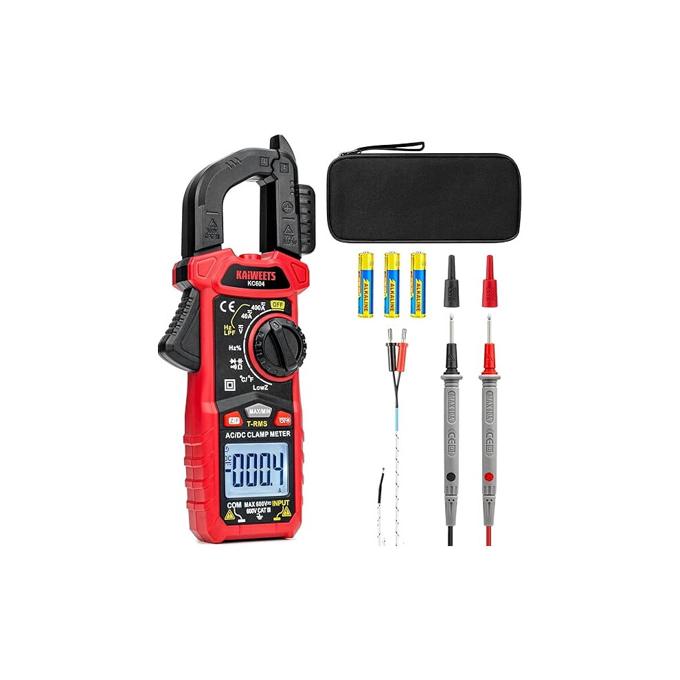 Digital Clamp Meter With D-Shaped Jaw, Ac/Dc Current/Voltage, 4000 Counts, Backlight, Flashlight, Temp/Continuity/Diode/Ncv 9327961524491