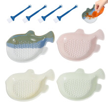 4Pcs Ceramic Garlic Grater,Spoon Holder Fish Shape Ceramic Spoon Rest Multifunctional Grinding Plate for Garlic Ginger Chocolate Cheese