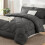 Queen Comforter Set in Dark Grey, 7-Piece Microfiber 1