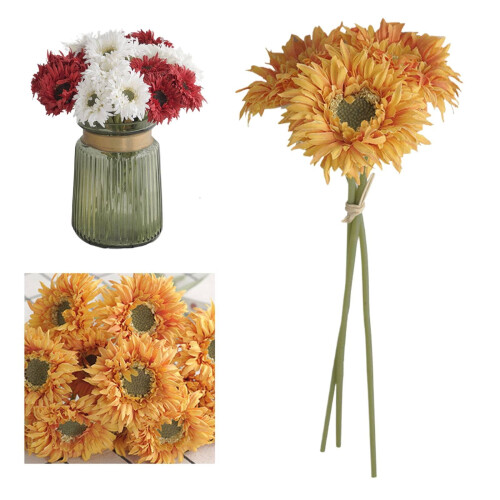 Composizione di girasoli artificiali Leaveforme da 5 pezzi, 26 cm