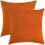 Capas de almofada decorativas em chenille laranja vibrante, macias, para sala de estar, conjunto com 2 unidades, 45x45 cm (18x18 polegadas). 1