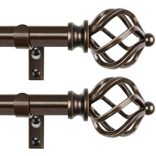 Lot de 2 tringles à rideaux réglables 32-86 po, diamètre 3/4 po, embouts torsadés, intérieur/extérieur, bronze