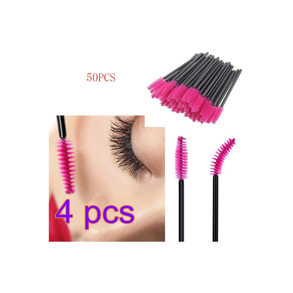 Solustre Red 200Pcs Rosy Eyelash Mascara Brushes Disposable Lash Applicator Tools
