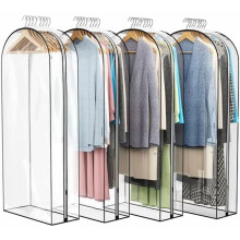 Clear Hanging Garment Bags, 10" Gusseted, 50" Suit Covers for Coats, Dresses, Shirts, Fur, Jackets – Wardrobe Protectors, 4 Pack