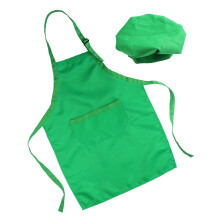 Conjunto infantil de chapéu e avental de chef – Tecido verde impermeável