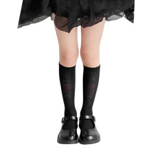 Girls Boys Sock Solid Color Cotton Knee High Stockings Kids Classic Wedding Sock,Black,9-12 Years