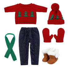 3Sets Niedliches Puppen Weihnachtskostüm Aus Baumwolle Für Deko